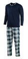 Schlafanzug Herren Lang Hose Langarm Shirt  Pyjama Set Baumwolle Nachtwäsche