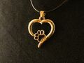 Anhänger 24 Karat Vergoldet Herz Pfote Necklace Kette Love Liebe Tiere