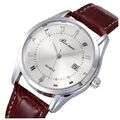 HERREN LUXUS ARMBANDUHR LEDER EDELSTAHL SILBER QUARZUHR UHR UHREN SCHMUCK NEU