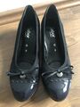 Gabor Comfort Gr. 5 38 Ballerina Pumps Dunkelblau Navy Leder Lack Schleife