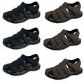 Herren Sandalen Trekking-Sandalen Leder-Optik Männer Freizeit Klettverschluss