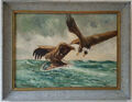 Großes Ölgemälde mit Rahmen Malerei Oil Painting Seefahrt Meer Adler