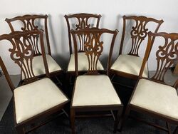 6er Stuhlset Chippendale Esszimmer Side Chair England ca. 1900 Antik