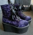 killstar Schuhe Stiefel Plateau Lila Samt Gothic Gr. 36 