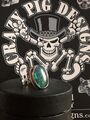 Crazy Pig Designs Sterlingsilber Cutaway Opal Ring O/P