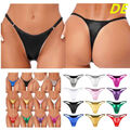 DE Damen Bikini Slip Metallic Glänzend String Tanga Thongs Bademode Unterwäsche