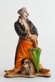 Clown Figur mit Hund und Regenschirm von Dipinto a Mano handbemalt Italien