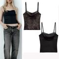 Satin Crop Top Spitze Kamerameisen Mode Schling  Weiblich