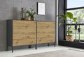 BMG Möbel Sideboard Mailand Set 1 grifflos, Metallfüßen, Anthrazit/Artisan Eiche