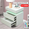 Nachtschrank Kommode Nachttisch Schubladen Schlafzimmer Holz Hochglanz RGB LED