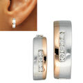 Kleine Klapp-Creolen 585 echt Gold Ohrringe Weiß/Rose 14 Kt Diamanten 0,10ct.