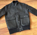 VINTAGE GESTEPPT ECHT LEDER JACKE GR.48 M SCHWARZ LEDERJACKE