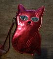 Katze pink Metallic Tasche Kosmetiktasche Geldbörse cat Handschlaufe süß