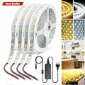 5m-20m 12V 24V Warmweiß Kaltweiß LED Strip Streifen 5050 3528 Wasserdicht Trafo