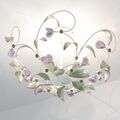 Florale Deckenleuchte 3x E14 Ø64cm Weiß Leuchte Deckenlampe Decke Glas Esstisch