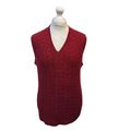 Vintage 80s Burgundy Hand Knit V-Neck V Vest Jumper Men's UK Size M DD804