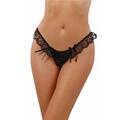 Damen Perlenstring String-Tanga aus Spitze mit Ouvert Schwarz 34/36/38 #UW410