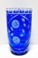 Vintage Kristallglas Vase - blau Überfang Blumenvase - Handgeschliffen -H.25 cm