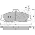 1x ORIGINAL® Metelli 22-0479-0 Bremsbelagsatz, Scheibenbremse Vorne, inkl.