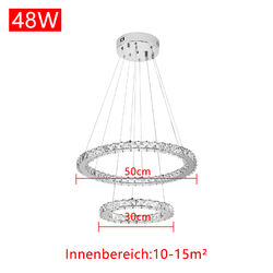 48W-96W LED Kristall Hängeleuchte Kronleuchter Pendelleuchte Dimmbar Esszimmer