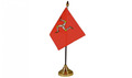 Isle of Man 6"" x 4"" Schreibtisch Tisch Flagge mit Gold Kunststoff Kegel Sockel