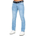 Enzo Jeans Herrenhose gerades Bein normale Passform kostenloser Gürtel Denim Hose UK Größen