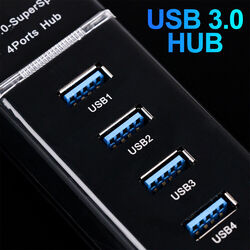 USB HUB 4 Port 3.0 USB 3.0 Verteiler Adapter Super Speed 4 Port für Laptop PC