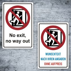 Verbotsschild No exit no way out Individualisierbar Kombi-Schild, Folie VP0120