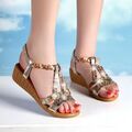 1pcs Damen Keilabsatz Sandalen Glitzer Plateau Riemchen Keil-Sandaletten Blume