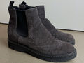 PRADA  * Chelsea Boots Booties Stiefeletten Velour Leder grau braun Gr 38