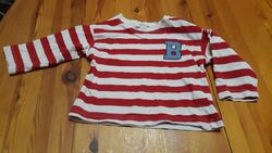 Langarmshirt für Jungen Gr. 80 rot7weiß gestreift von H&M