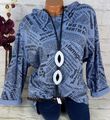 ITALY Sweatshirt Shirt Tunika Hoodie Bluse Top Zeitung Oversize Blau 48 50 52