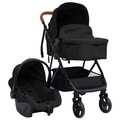 3-in-1 Kinderwagen Anthrazit und Schwarz Stahl