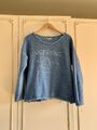 Damen Zara Pullover Sweatshirt blau 36 S mit Wolle 