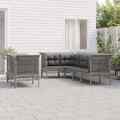 vidaXL 7-tlg. Garten-Lounge-Set mit Kissen Grau Poly Rattan EGG