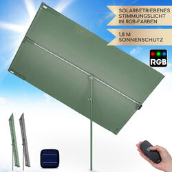 Sonnenschirm Balkon Terrassen Gartenschirm 130x180cm Solar LED Beleuchtung Grün