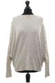 Oui Damen Pullover Pulli 38 beige creme gepunktet Rundhals Feinstrick mit Wolle