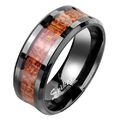 Edelstahl Ring Damen Herren Band Fingerring Holz Inlay Holzmaserung Partnerringe