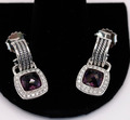 Authentische David Yurman Amethyst Tropfen Ohrringe mit Diamanten Sterlingsilber