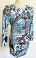 Emilio Pucci Kleid Ocean Abstrakt Blau Rüschen Seidenjersey Stretch Gr.IT 40-S