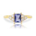 Ring - 18 kt Gelbgold - 1.00ct. tw. Tansanit - Diamant 0.27ct Mit Zertifikat