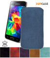 Suncase® Hülle Echt Leder Handy Tasche Slim Case Etui für Samsung Galaxy S5 Mini