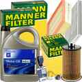 MANN INSPEKTIONSPAKET+5L ORIGINAL GM 5W-30 ÖL passend für OPEL CORSA E 1.4 TURBO