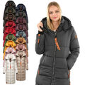 Navahoo Damen Winter Steppmantel warm gefüttert Oversize Parka lang warm B926