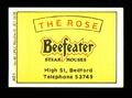 Streichholzschachtel Label Pub The Rose High Street Bedford Bedfordshire Beefeater MS828