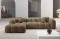 Sofa Eckcouch Lounge Couch Designer Couch Samtstoff Beige Formentera L Form kurz