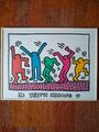 Bild Keith Haring Wanddeko Glas farbig 62 x 81 cm weiß rot blau grün gelb