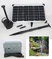 20 W Solar Tauch Teich Pumpe m. AKKU Batterie Gartenteich Bachlauf Springbrunnen