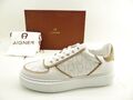 Aigner  SALLY 15 Weiß Taupe Sneaker Low Damen Schuhe Leder Gr.39 UK 6 US 9