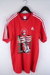 Adidas Herren T-Shirt kurzärmelig lässig rot Pullover Baumwolle Größe L